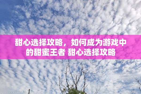 甜心选择攻略，如何成为游戏中的甜蜜王者 甜心选择攻略