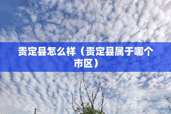 贵定县怎么样（贵定县属于哪个市区）