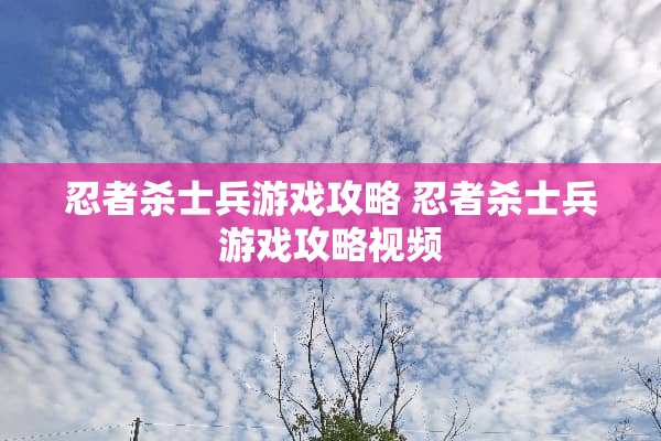 忍者杀士兵游戏攻略 忍者杀士兵游戏攻略视频