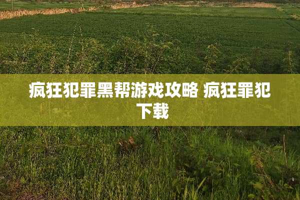 疯狂犯罪黑帮游戏攻略 疯狂罪犯 下载 疯狂犯罪黑帮游戏攻略 疯狂罪犯 下载