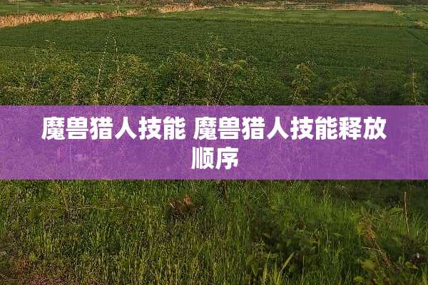 魔兽猎人技能 魔兽猎人技能释放顺序