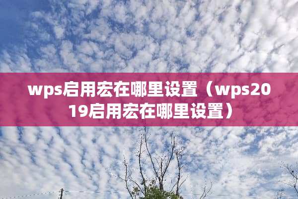 wps启用宏在哪里设置（wps2019启用宏在哪里设置）