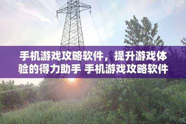 手机游戏攻略软件，提升游戏体验的得力助手 手机游戏攻略软件