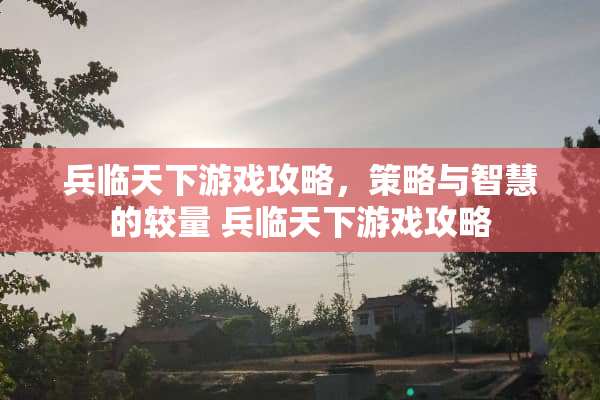 兵临天下游戏攻略，策略与智慧的较量 兵临天下游戏攻略