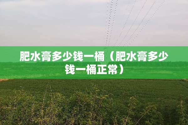 肥水膏多少钱一桶（肥水膏多少钱一桶正常）