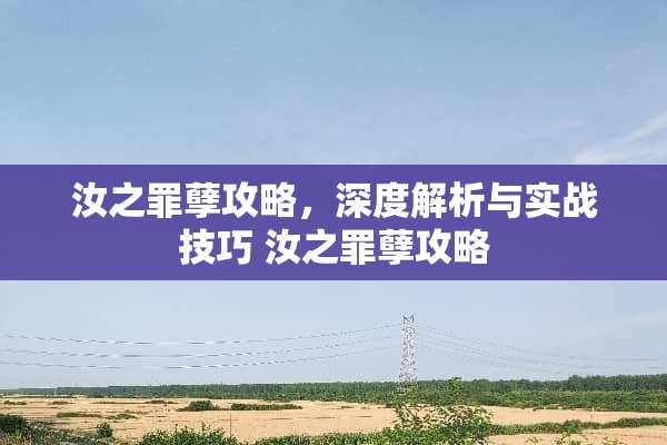 汝之罪孽攻略，深度解析与实战技巧 汝之罪孽攻略