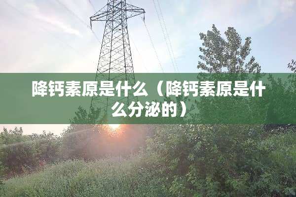 降钙素原是什么（降钙素原是什么分泌的）