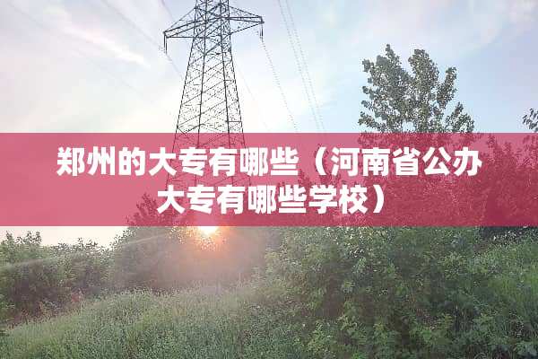 郑州的大专有哪些(河南省公办大专有哪些学校) 郑州的大专有哪些(河南省公办大专有哪些学校)