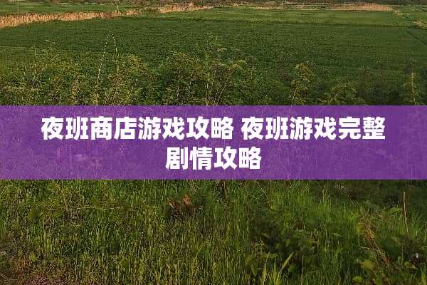 夜班商店游戏攻略 夜班游戏完整剧情攻略 夜班商店游戏攻略 夜班游戏完整剧情攻略