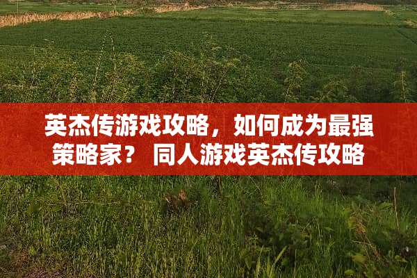 英杰传游戏攻略,如何成为最强策略家? 同人游戏英杰传攻略 英杰传游戏攻略,如何成为最强策略家? 同人游戏英杰传攻略
