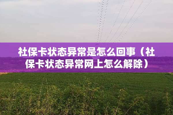 社保卡状态异常是怎么回事(社保卡状态异常网上怎么解除) 社保卡状态异常是怎么回事(社保卡状态异常网上怎么解除)