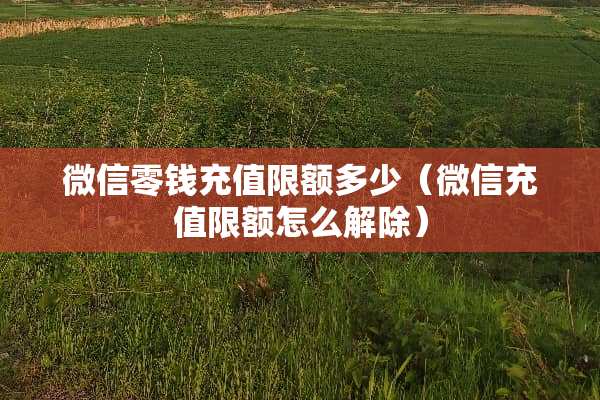 微信零钱充值限额多少(微信充值限额怎么解除) 微信零钱充值限额多少(微信充值限额怎么解除)