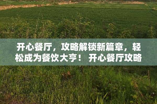 开心餐厅,攻略解锁新篇章,轻松成为餐饮大亨! 开心餐厅攻略 开心餐厅,攻略解锁新篇章,轻松成为餐饮大亨! 开心餐厅攻略