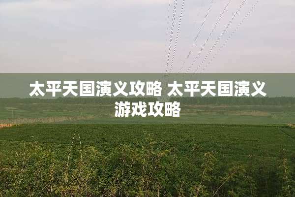 太平天国演义攻略 太平天国演义游戏攻略 太平天国演义攻略 太平天国演义游戏攻略