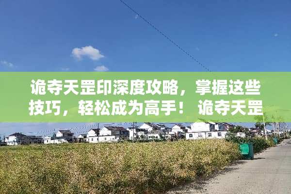 诡夺天罡印深度攻略，掌握这些技巧，轻松成为高手！ 诡夺天罡印攻略