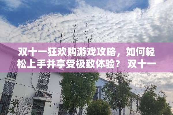双十一狂欢购游戏攻略，如何轻松上手并享受极致体验？ 双十一攻略游戏