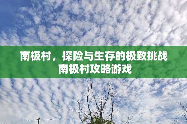 南极村，探险与生存的极致挑战 南极村攻略游戏