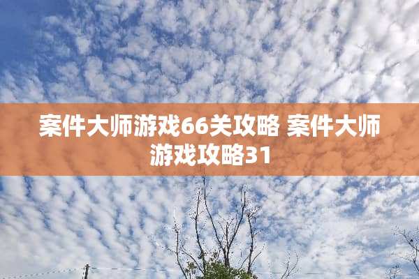 案件大师游戏66关攻略 案件大师游戏攻略31