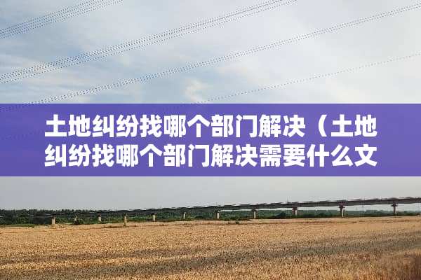 土地纠纷找哪个部门解决（土地纠纷找哪个部门解决需要什么文件）