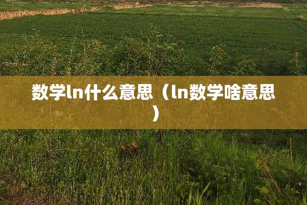 数学ln什么意思（ln数学啥意思）