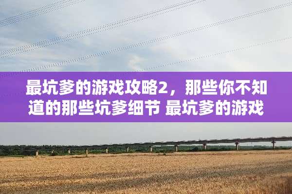 最坑爹的游戏攻略2，那些你不知道的那些坑爹细节 最坑爹的游戏攻略2