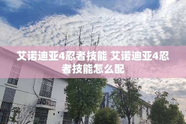 艾诺迪亚4忍者技能 艾诺迪亚4忍者技能怎么配