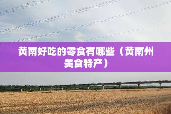 黄南好吃的零食有哪些（黄南州美食特产）