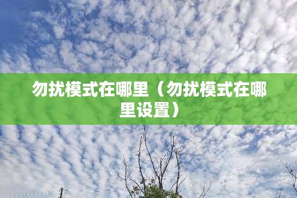 勿扰模式在哪里（勿扰模式在哪里设置）