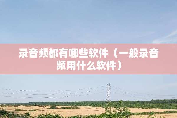 录音频都有哪些软件（一般录音频用什么软件）