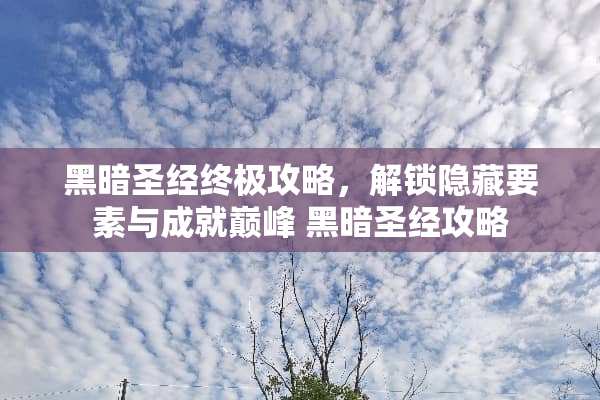 黑暗圣经终极攻略，解锁隐藏要素与成就巅峰 黑暗圣经攻略