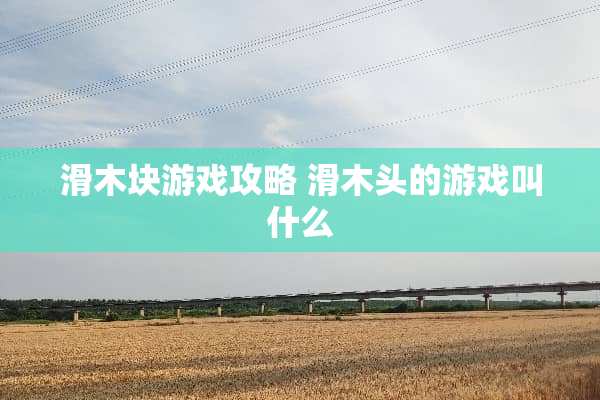滑木块游戏攻略 滑木头的游戏叫什么
