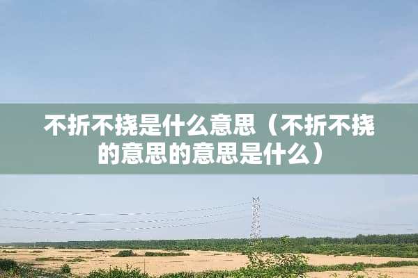 不折不挠是什么意思（不折不挠的意思的意思是什么）