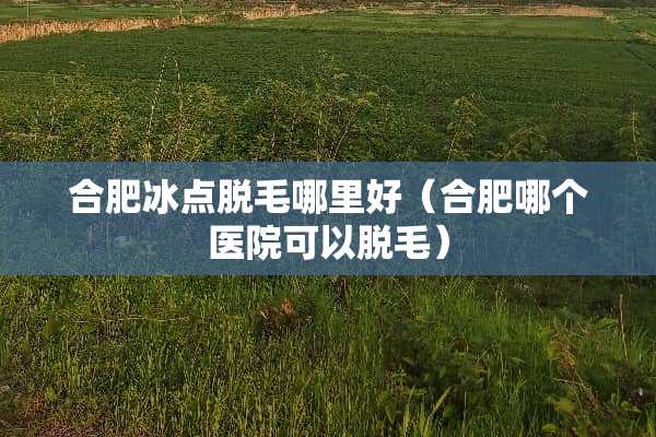 合肥冰点脱毛哪里好（合肥哪个医院可以脱毛）
