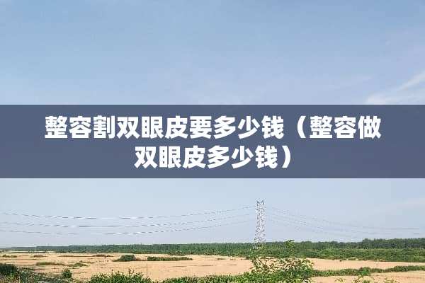整容割双眼皮要多少钱(整容做双眼皮多少钱) 整容割双眼皮要多少钱(整容做双眼皮多少钱)