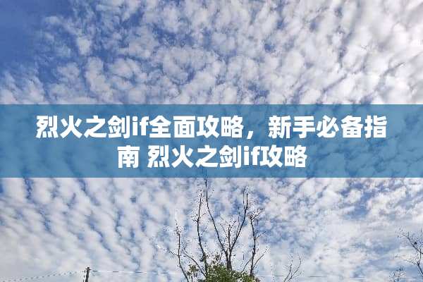 烈火之剑if全面攻略，新手必备指南 烈火之剑if攻略