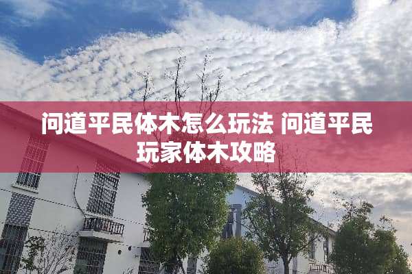 问道平民体木怎么玩法 问道平民玩家体木攻略