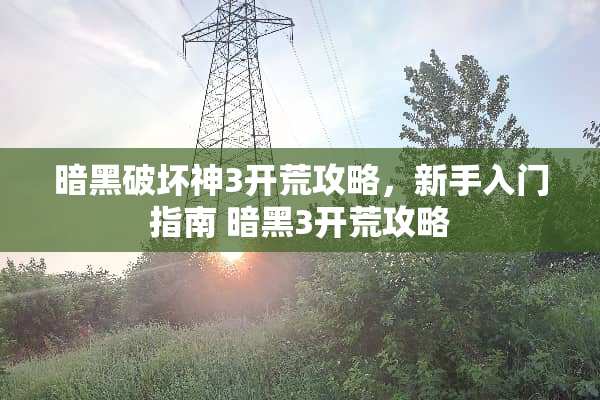 暗黑破坏神3开荒攻略，新手入门指南 暗黑3开荒攻略