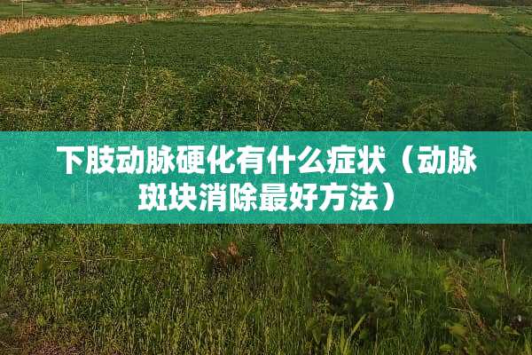 下肢动脉硬化有什么症状（动脉斑块消除最好方法）