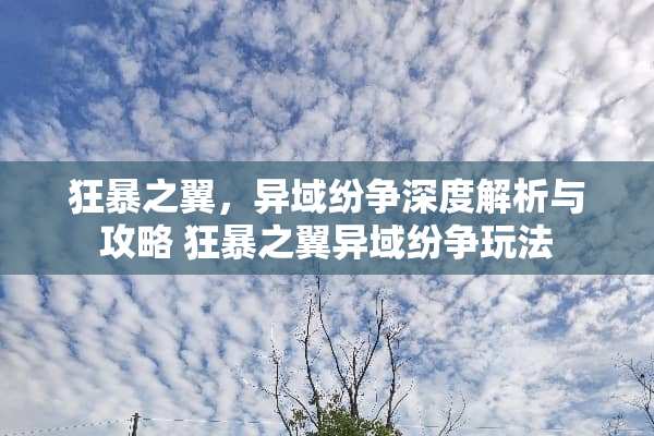 狂暴之翼，异域纷争深度解析与攻略 狂暴之翼异域纷争玩法