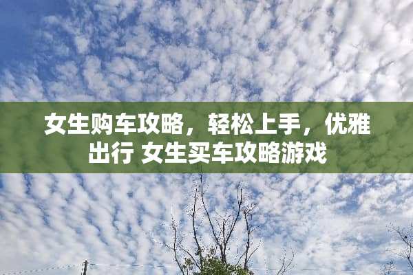 女生购车攻略,轻松上手,优雅出行 女生买车攻略游戏 女生购车攻略,轻松上手,优雅出行 女生买车攻略游戏