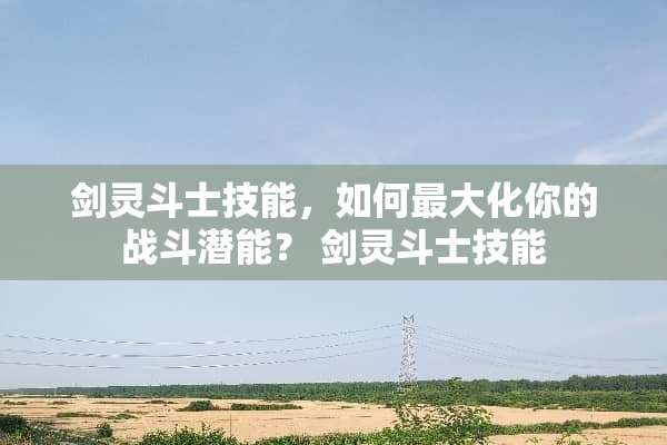 剑灵斗士技能，如何最大化你的战斗潜能？ 剑灵斗士技能