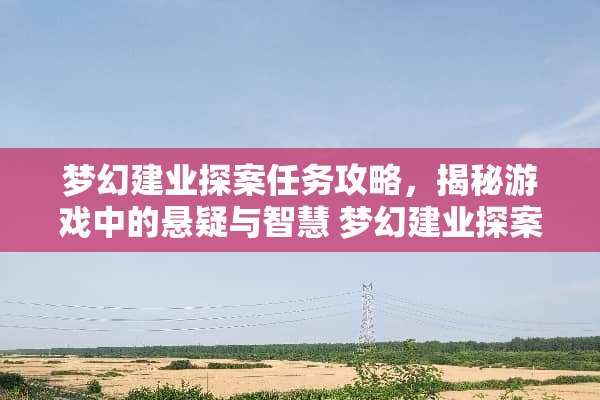 梦幻建业探案任务攻略，揭秘游戏中的悬疑与智慧 梦幻建业探案任务攻略
