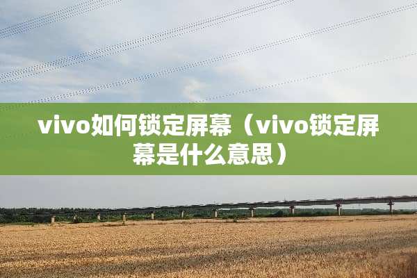 vivo如何锁定屏幕（vivo锁定屏幕是什么意思）