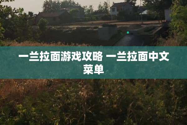 一兰拉面游戏攻略 一兰拉面中文菜单