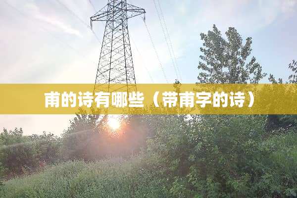 甫的诗有哪些（带甫字的诗）