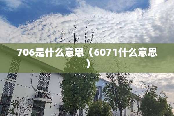706是什么意思（6071什么意思）