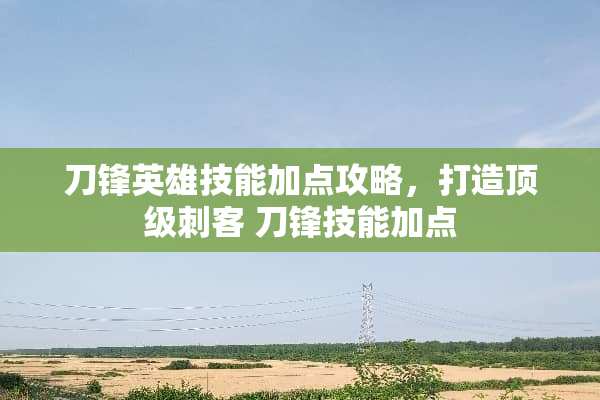 刀锋英雄技能加点攻略，打造**刺客 刀锋技能加点