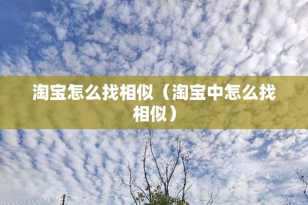 淘宝怎么找相似（淘宝中怎么找相似）