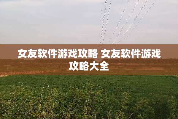女友软件游戏攻略 女友软件游戏攻略大全