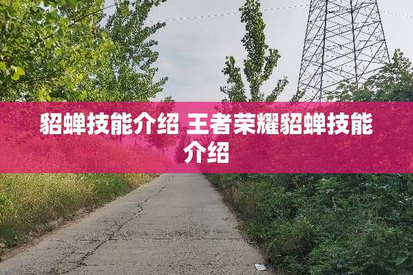 貂蝉技能介绍 王者荣耀貂蝉技能介绍